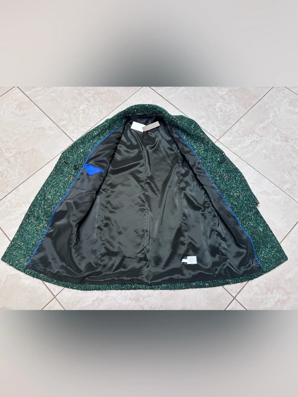 J. Crew Dark Green Tweed Double-Breasted Pea Coat - Picture 2 of 5
